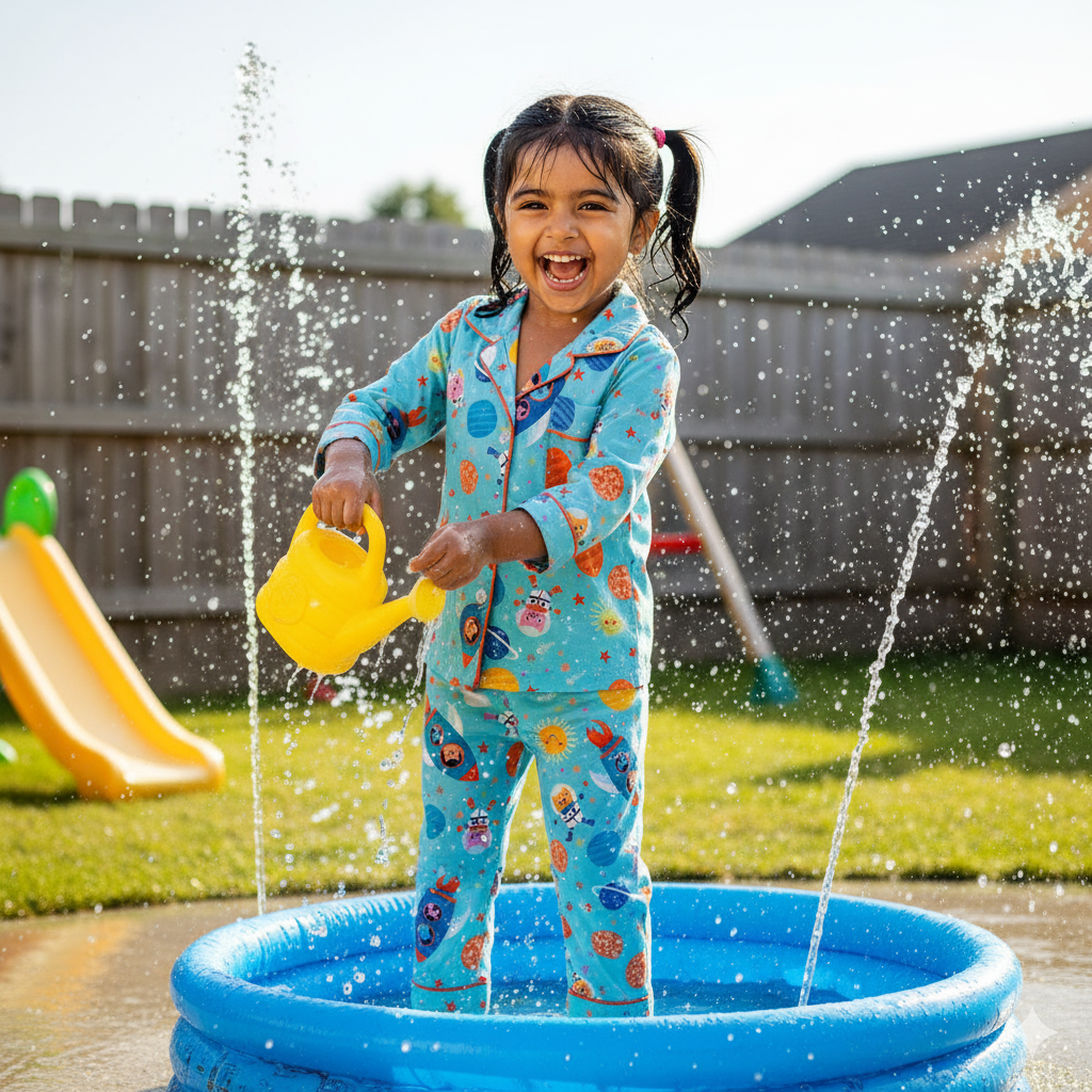 Blue Space Cat Night Suit