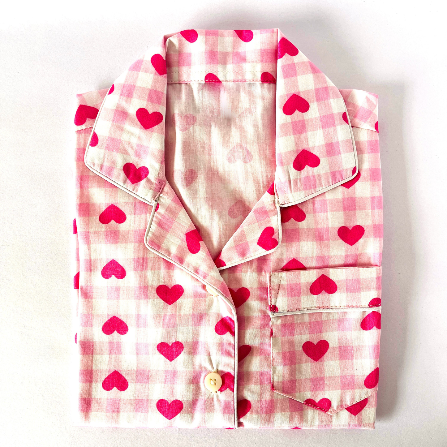 Pink Checks with Hearts Night Suit