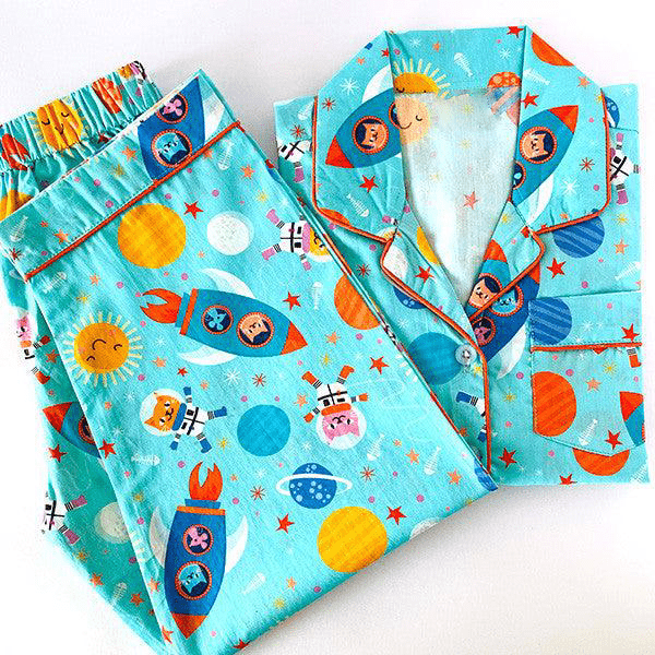Blue Space Cat Night Suit - Little Slumber ClubLittle Slumber Club