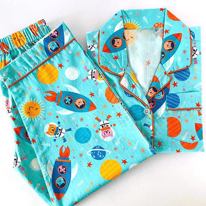 Blue Space Cat Night Suit - Little Slumber ClubLittle Slumber Club